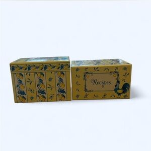Yellow & Blue Lemon Country Rustic Primitive Grandmacore Farmhouse Recipe Box
